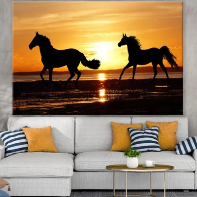 Horses Running on Beach Sunset Print 100% Australian Made