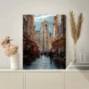 Vibrant European Street Scene Wall Art Canvas Framed 40x60 - Image 3