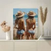 Cowgirls on the Beach  Wall Art Canvas Framed 40x60 - Image 3