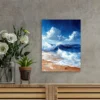 Vibrant Blue Sky & White Waves Wall Art Canvas Framed 40x60 - Image 3