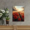Vibrant Sunset Landscape with Red Poppy Wildflower Field Wall Art Canvas Framed 40x60 - Image 3