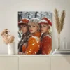 Three Friends in Winter Attire in Christmas Wall Art Canvas Framed 40x60 - Image 3