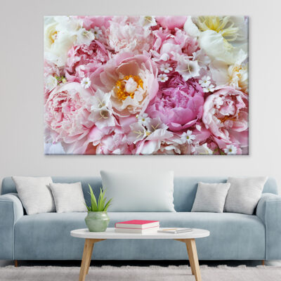 Pink and White Peonies Closeup Wall Art Print 100% Australian Made