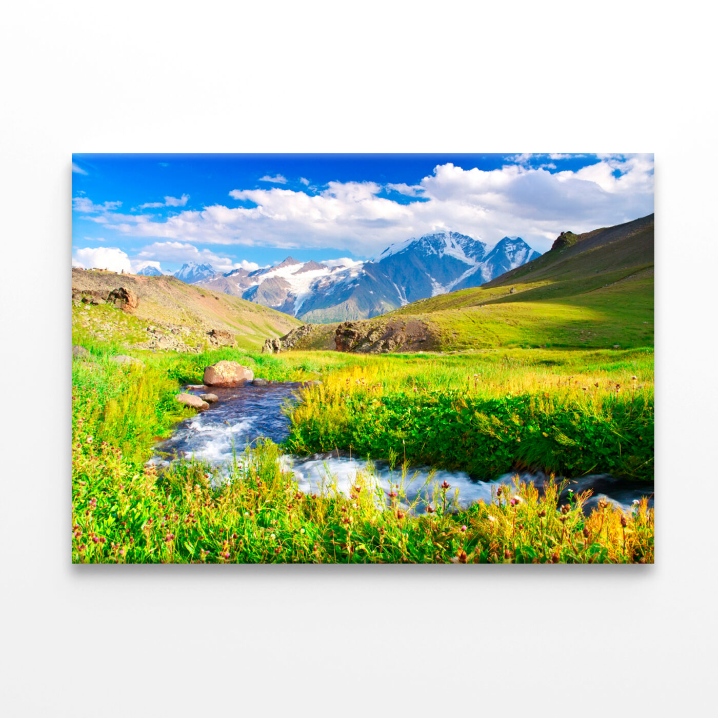 River in Meadow near Mountains Wall Art Print 100% Australian Made - Image 3