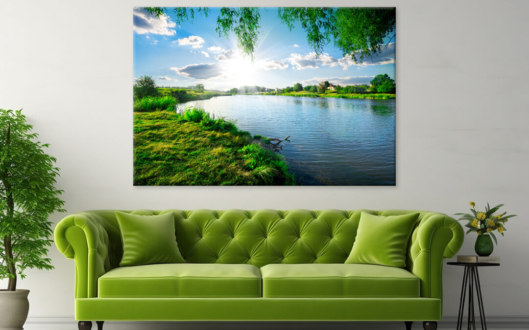 Sunny Day on Calm River in Summer Wall Art Print 100% Australian Made