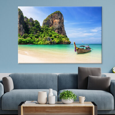 Longtail Boat at Railay Beach Wall Art Print 100% Australian Made