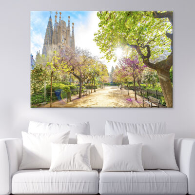 Blooming Spring Park In Barcelona   Wall Art Print 100% Australian Made
