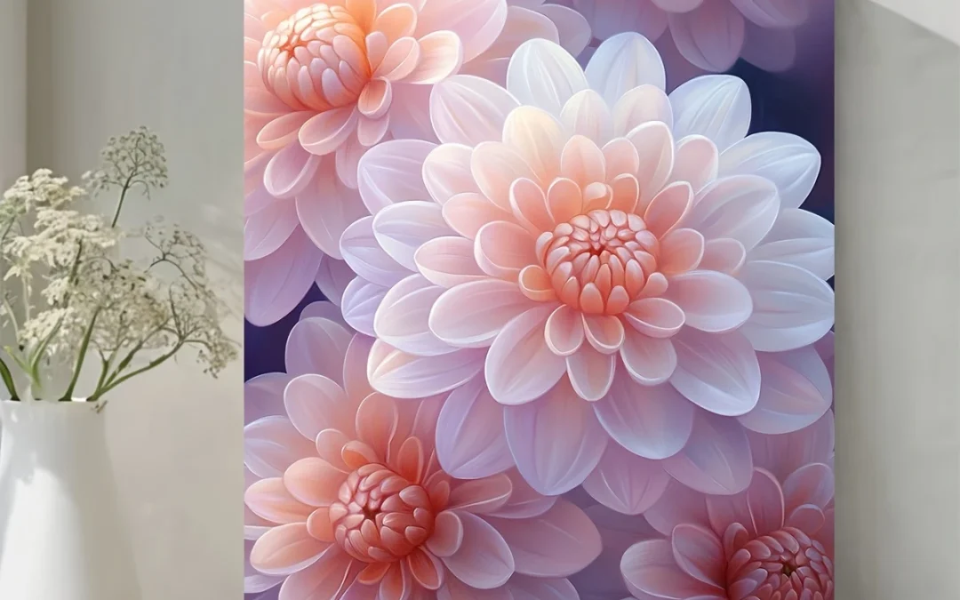 Soft Pastels with Intricate Petal Chrysanthemum Wall Art Canvas Framed 40×60