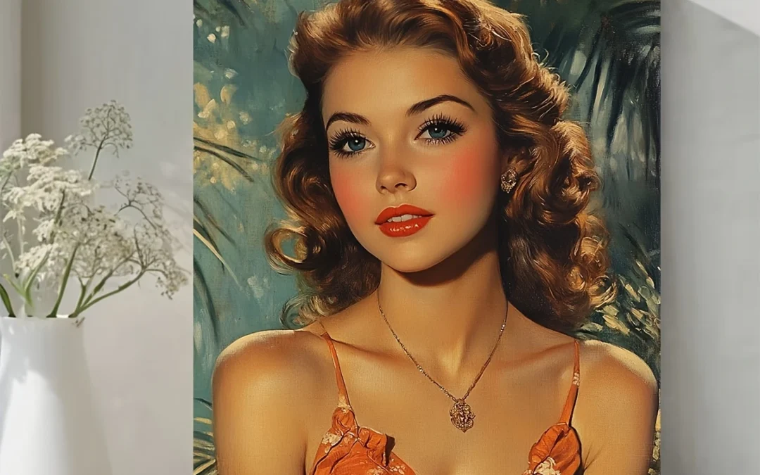 Vintage Woman Glamour  Wall Art Canvas Framed 40×60