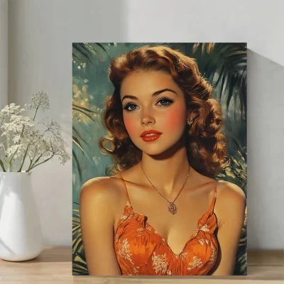 Vintage Woman Glamour  Wall Art Canvas Framed 40x60