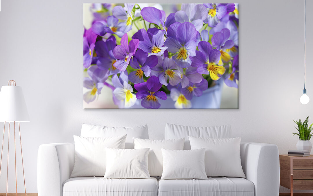Blue, Purple Flowers Violets Wall Art Print 100% Australian Made