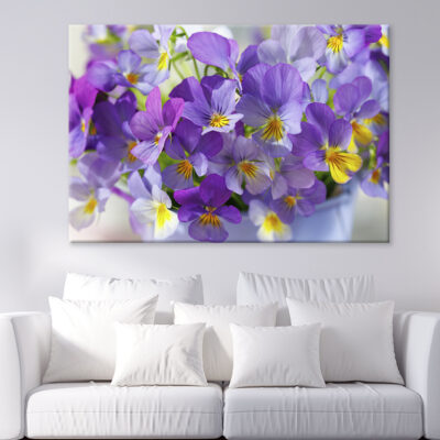 Blue, Purple Flowers Violets Wall Art Print 100% Australian Made
