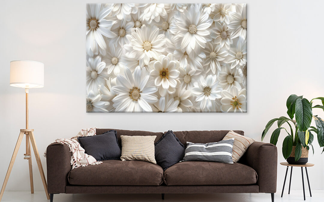 Elegant White Flower Group  Wall Art Print 100% Australian Made
