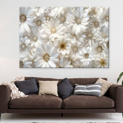 Elegant White Flower Group  Wall Art Print 100% Australian Made