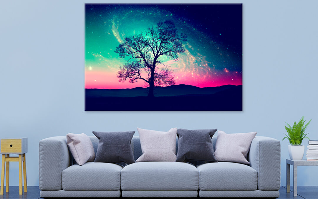 Red Alien Landscape Tree Stars Wall Art Print 100% Australian Made