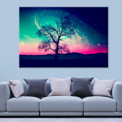 Red Alien Landscape Tree Stars Wall Art Print 100% Australian Made