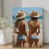 Cowgirls on the Beach  Wall Art Canvas Framed 40x60