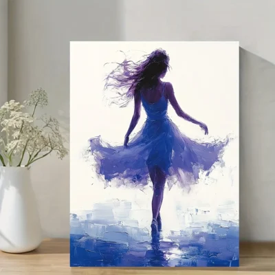 Modern Purple & Blue Ballet Dancer Painting  Wall Art Canvas Framed 40x60