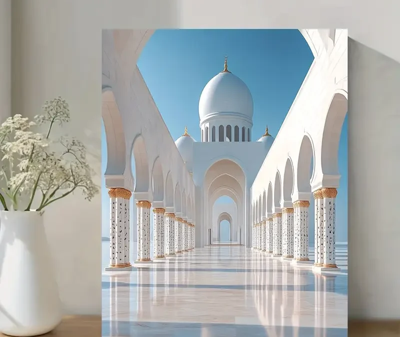 Abu Dhabi White Mosque Wall Art Canvas Framed 40×60