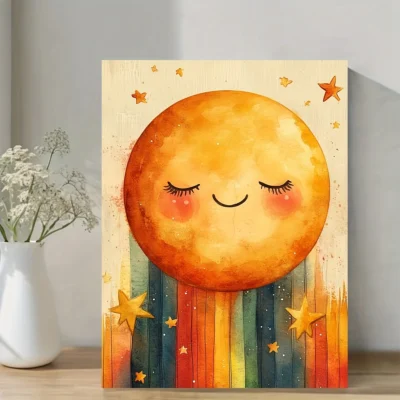 Nursery Rainbow Painting Wall Art Canvas Framed 40x60