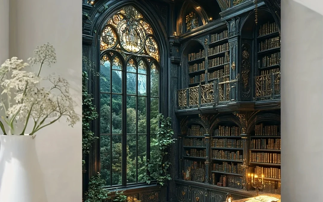Dark Academia Gothic Book Library  Wall Art Canvas Framed 40×60