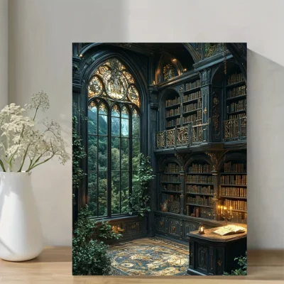 Dark Academia Gothic Book Library  Wall Art Canvas Framed 40x60