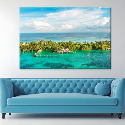 Turquoise Sea and Cloudy Blue Sky Wall Art Print 100% Australian Made