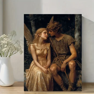 Greek Mythology ,Amor and Psyche  Love Story Wall Art Canvas Framed 40x60