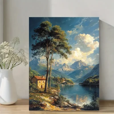 Vintage French Landscape Wall Art Canvas Framed 40x60