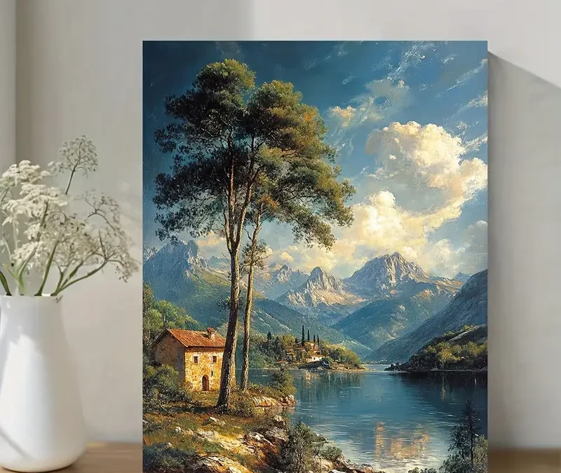 Vintage French Landscape Wall Art Canvas Framed 40×60