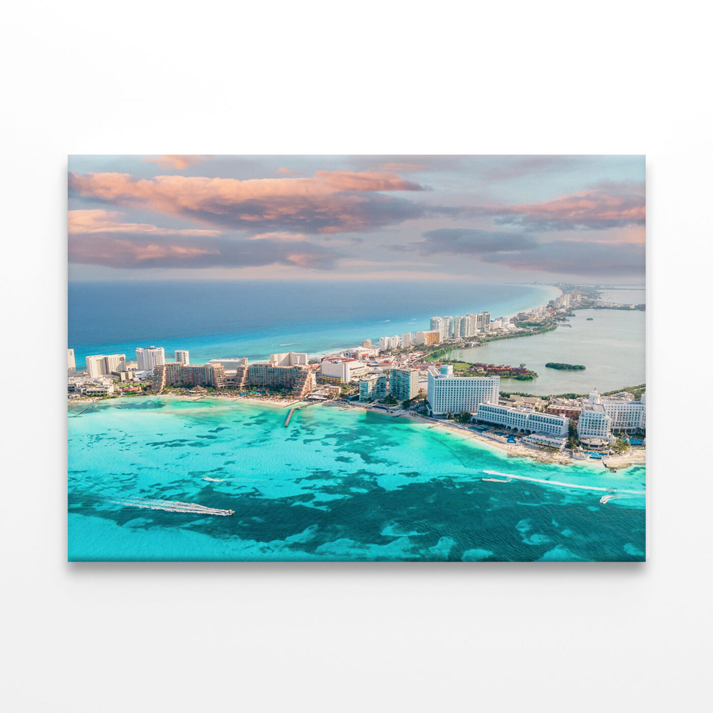 Hotels in Cancun Hotel Zone at Sunset Wall Art Print 100% Australian Made - Image 2