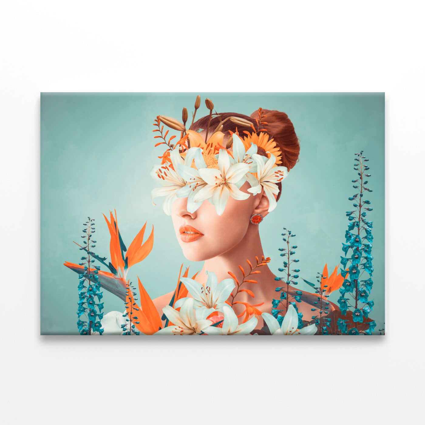 Young Woman With Flowers Portrait Wall Art Print 100% Australian Made - Image 3