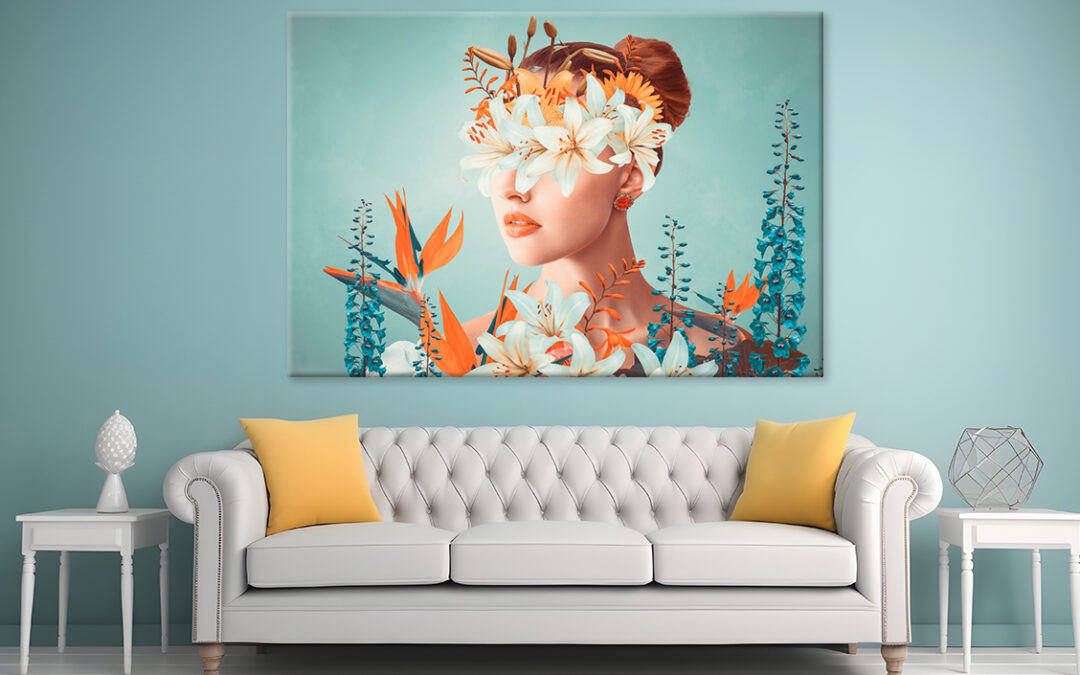 Young Woman With Flowers Portrait Wall Art Print 100% Australian Made