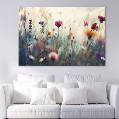 Wild Flowers Meadow At Sunset Wall Art Print 100% Australian Made