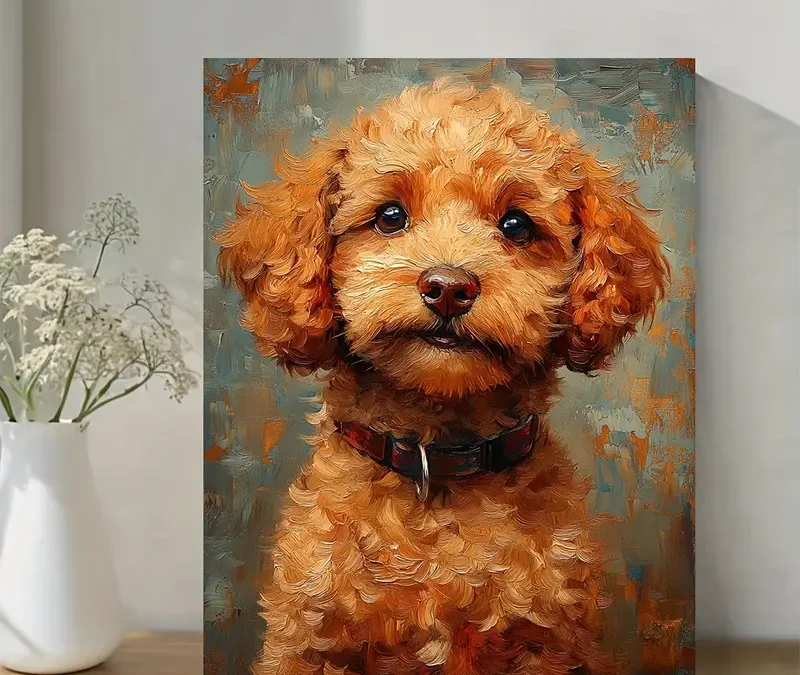 Original Dog Portrait Wall Art Canvas Framed 40×60