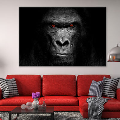 Black & White Gorilla Face Wall Art Print 100% Australian Made
