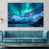 Northern Lights over Snowy Mountains Wall Art Print 100% Australian Made