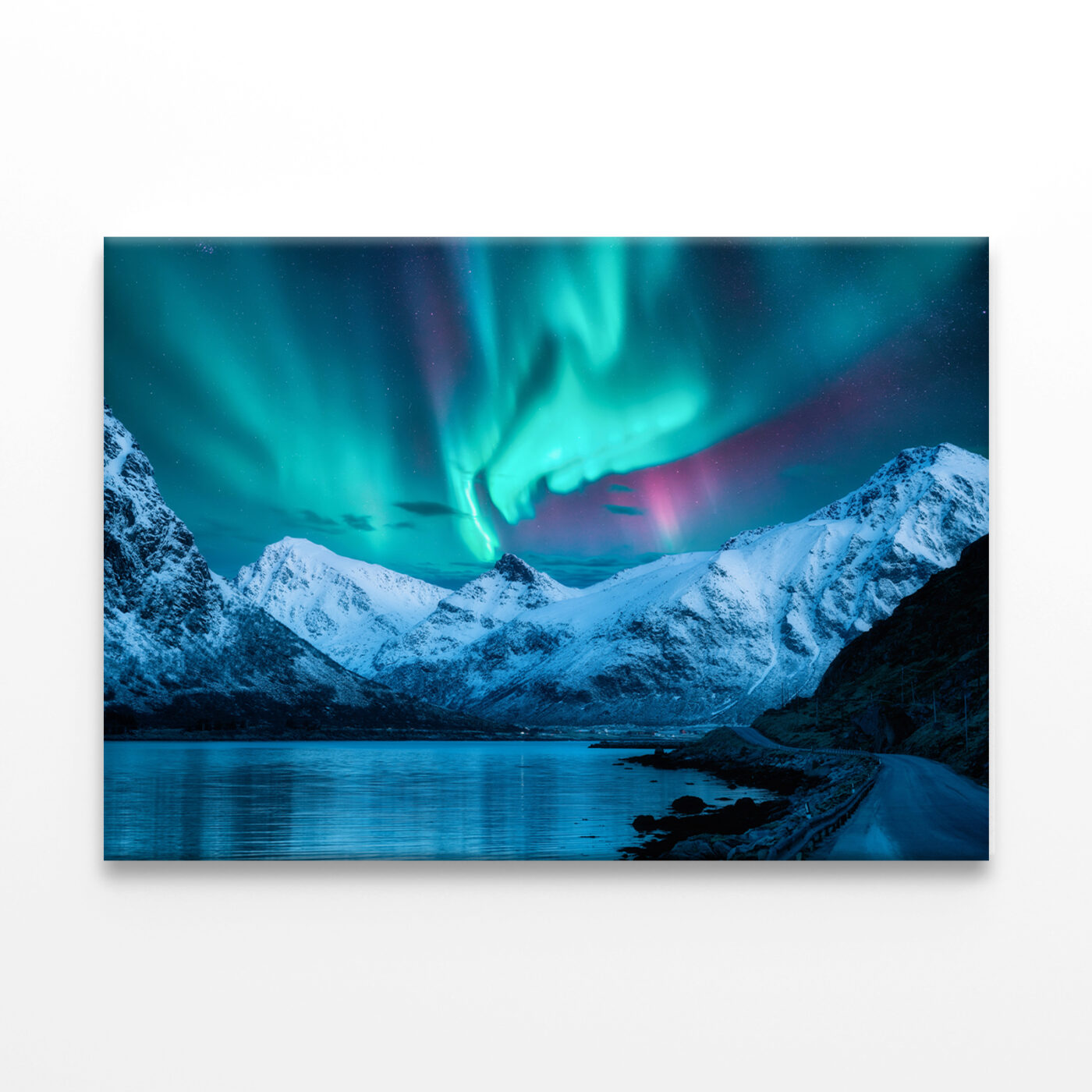 Northern Lights over Snowy Mountains Wall Art Print 100% Australian Made - Image 3