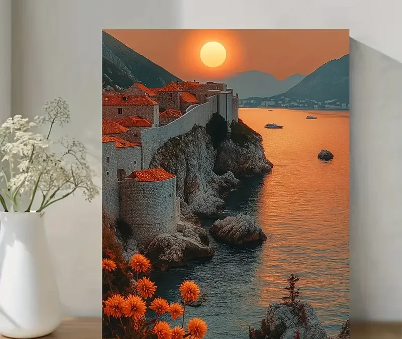 Dubrovnik Sunset Wall Art Canvas Framed 40×60