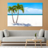 Twin Palm Trees on Florida Beach Wall Art Print 100% Australian Made - Image 2