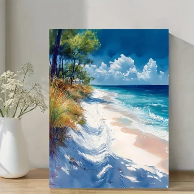 Vibrant Florida Beach Wall Art Canvas Framed 40x60