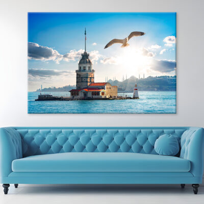 Seagull Flying Near Maiden Tower Wall Art Print 100% Australian Made