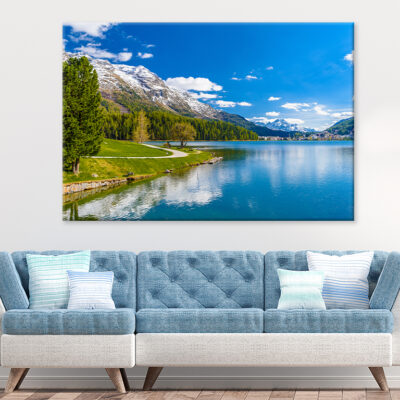 Crystal Blue Lake St. Moritz, Switzerland Wall Art Print 100% Australian Made