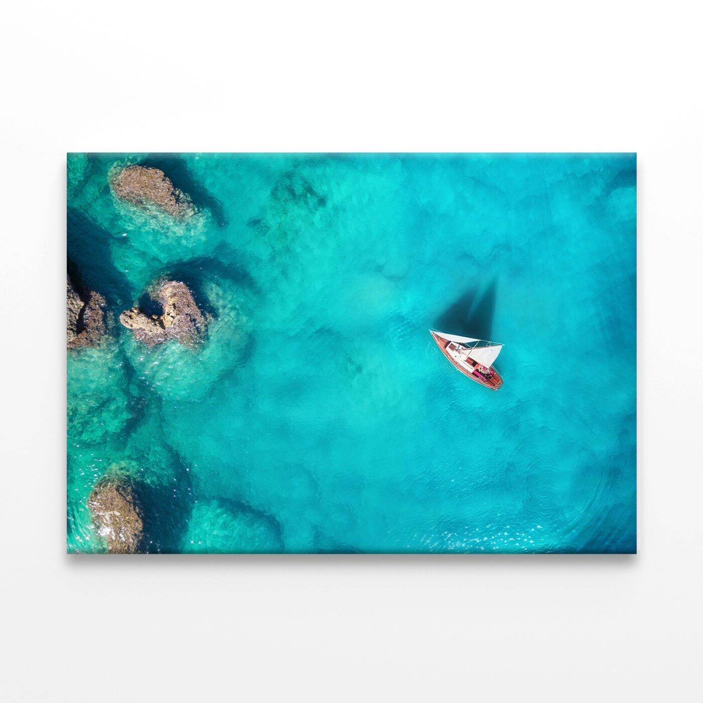 Yacht on Sea with Turquoise Water Wall Art Print 100% Australian Made - Image 3
