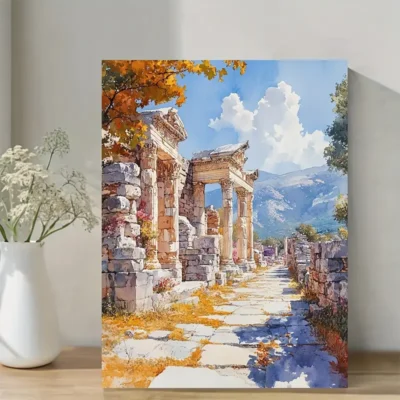 Ancient Greek Temple Wall Art Canvas Framed 40x60