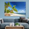 Palm Trees on Tropical Beach, DR Wall Art Print 100% Australian Made
