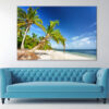 Palm Trees on Tropical Beach, DR Wall Art Print 100% Australian Made - Image 2