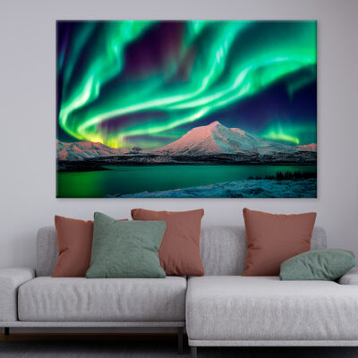 Northern Lights Aurora Over Lake Wall Art Print 100% Australian Made