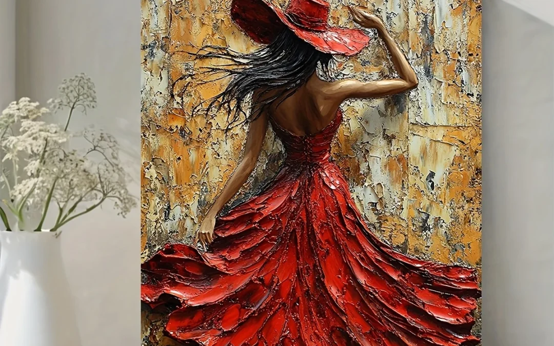 Mexican-Inspired Flamenco Dancer  Wall Art Canvas Framed 40×60