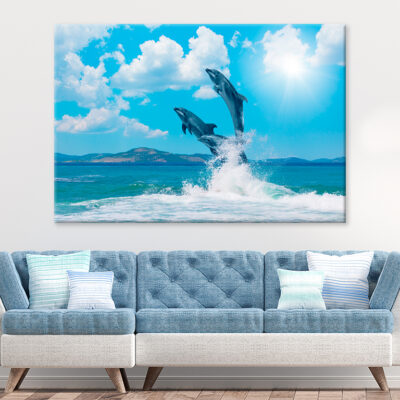 Dolphins Jumping on Water Wall Art Print 100% Australian Made